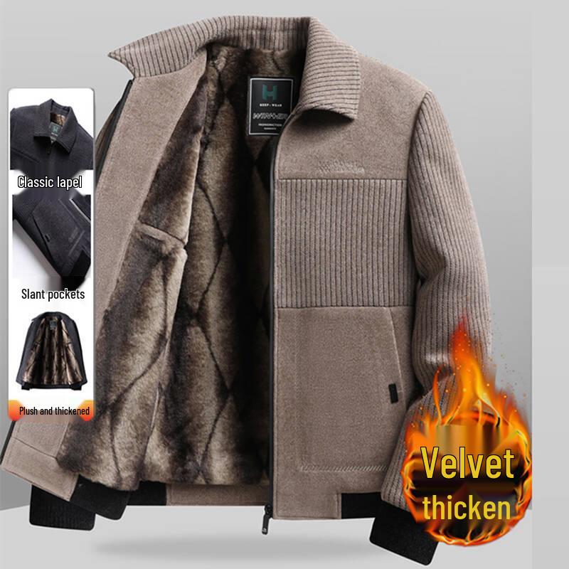 Plüsch-Chenille-Winterjacke für Herren für 50-Jährige - Lässiges warmes Oberteil für die Mitte des Lebens