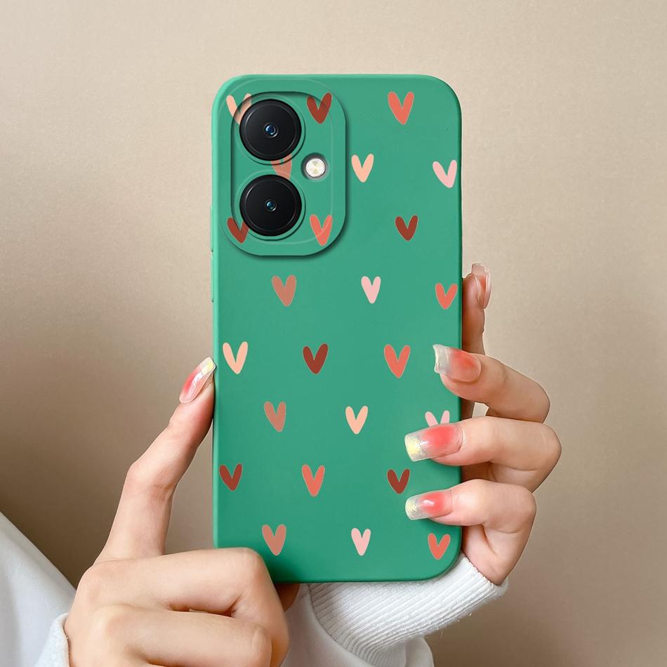 For Vivo Y27 4G 5G Phone Case Love Heart Soft Smooth Liquid Silicone Camera Protection Back Cover For Vivo Y 27 Funda Shell