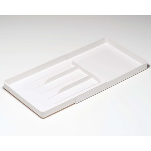 Belca CT-LW Plateau à couverts extensible, Grand, 21 cm de large x 32-50 cm de profondeur x 3 cm de haut, Blanc, Type coulissant