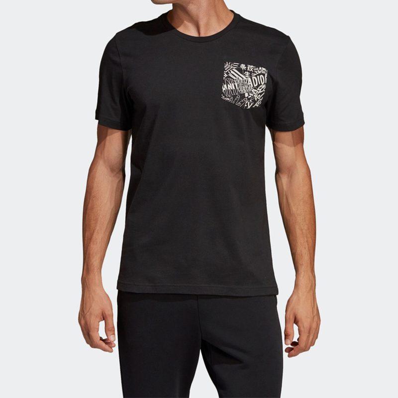 Adidas T Shirts Men's Black Crew Neck Moderate Straight Fit DV3097
