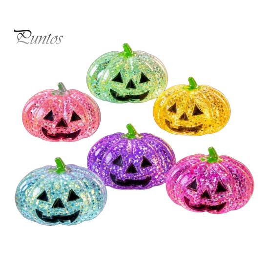 Sensorischer Stressball Halloween Kürbis Entlastungsspielzeug, Gruseliger Kopf Knet-Angst-Klar Glitzer Zuckerball, Partygeschenke Spielzeug