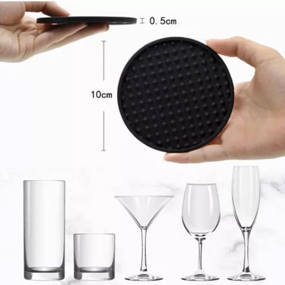 6 Pcs Black Grey Drink Coaster 3.9x3.9 In Non Slip Coaster Heat Resistant Coaster  Stone Table