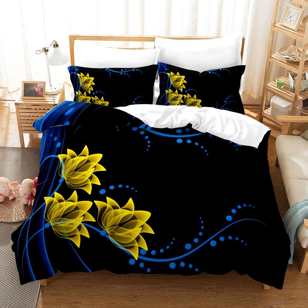 3pcs Bedding Set Red Rose Flowers Print Duvet Cover Set Single Double King Size Bed Set for Adult Home Bedroom with Pillow Case