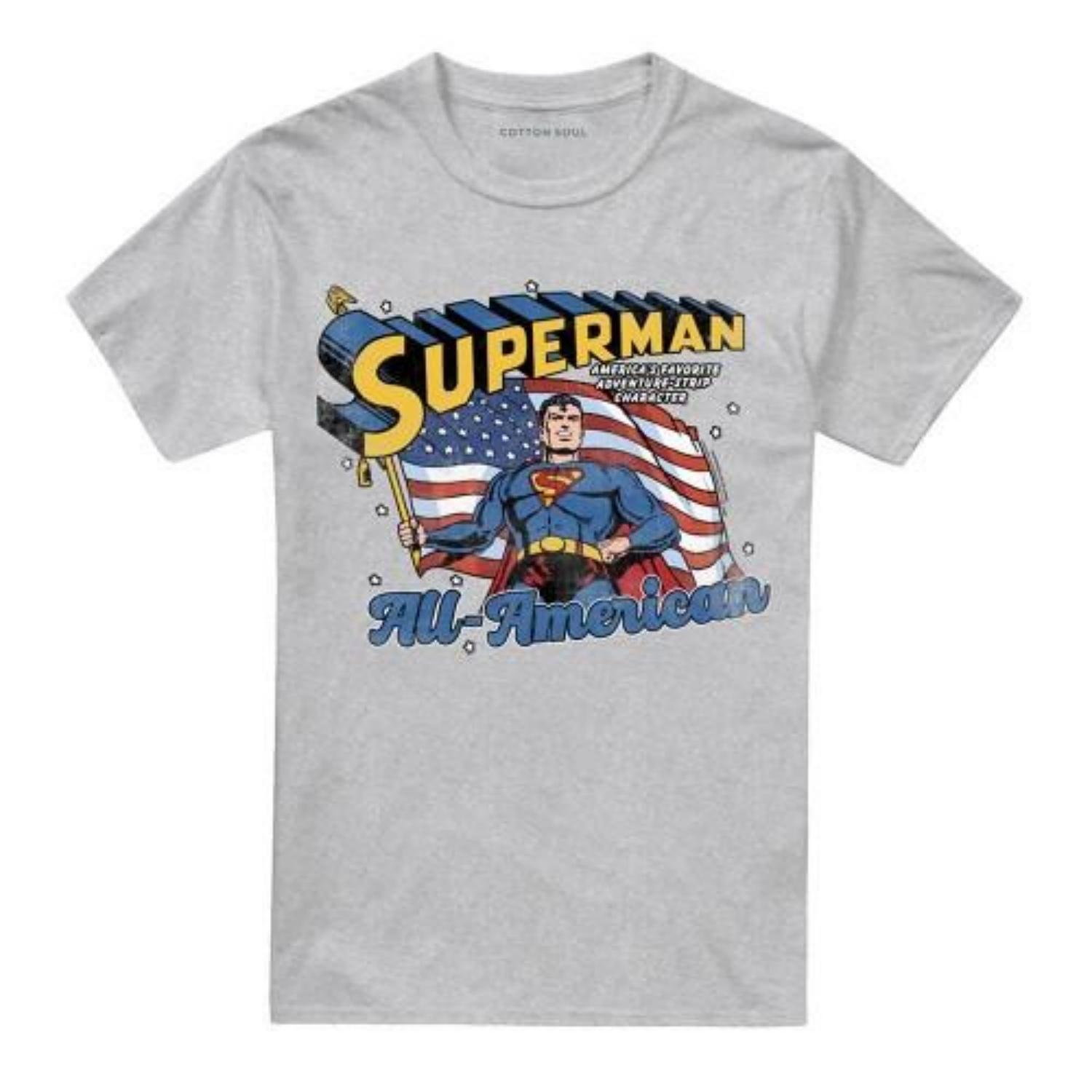SUPERMAN Unisex Adult Retro American Flag T-Shirt S чёрный