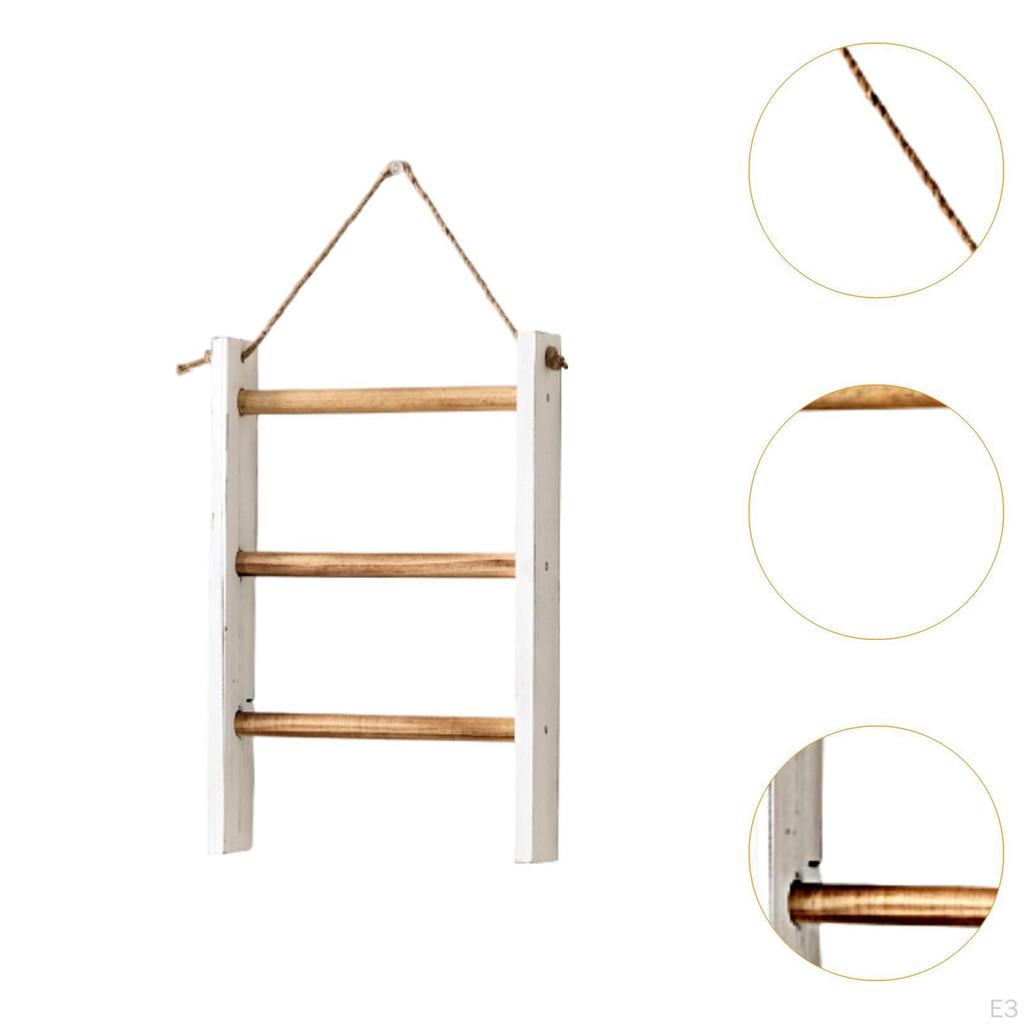 Decorative Rustic Wooden Towel Rack, 3 Tier Wall Mounted Ladder Holder for Hotel, Kitchen,
