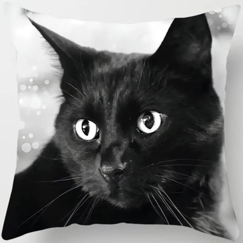 Cartoon Cat Printed Square Pillowcase Home Bedroom Car Sofa Cushion Cover