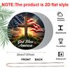 2D Flat, 1pc Round Aluminum "God Bless America" Sign, Sunset Cross & US Flag Metal Plaque, Waterproof & Rustproof, Perfect for Memorial Day, 4th of