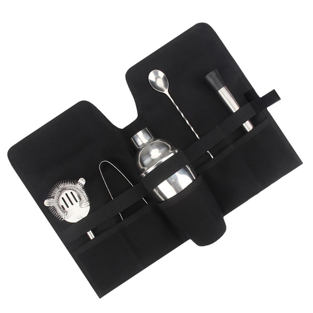 Cocktail Set Carry Bag Portable Folding Roll Strap Professional Mixology Bartender Bag for Camping Outdoor