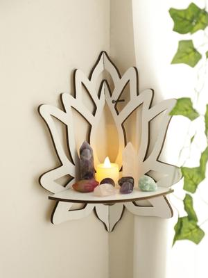 Półka Narożna Kryształowa Lotus Wisząca Półka Kryształowa Ekspozycyjna Białe Drewniane Półki Ścienne Półka Wisząca Dekoracje Domowe Sypialnia