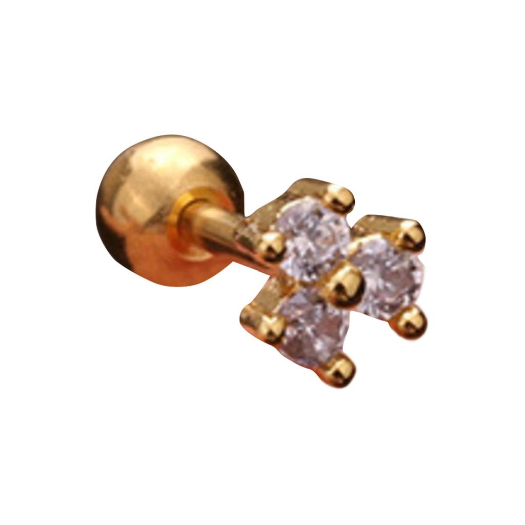 Titanium Steel & Stainless Steel Post Crown Ear Studs With Micro-Pavé Zircon - Screw-Back Ball Fashion Earrings For Western Piercing Jewelry