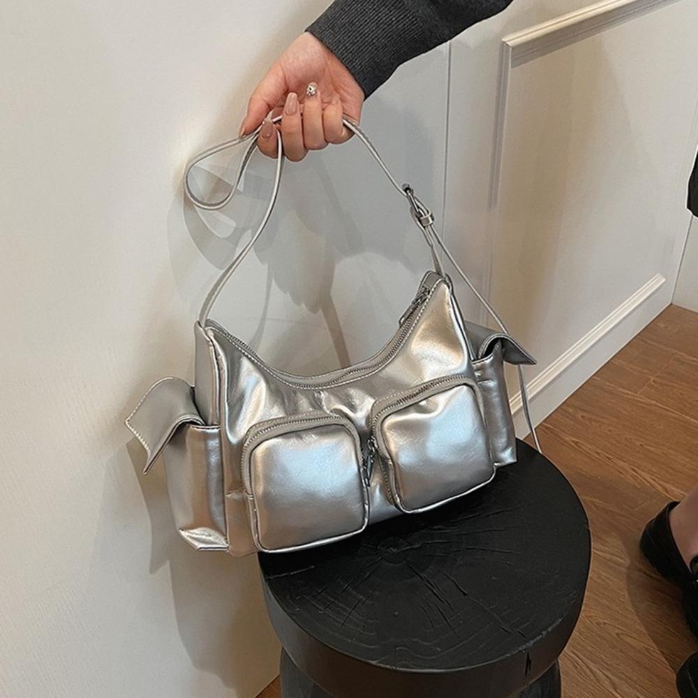Y2K PU Leather Underarm Bag Korean Style Women Handbag Casual Pocket Crossbody Bag  Girls