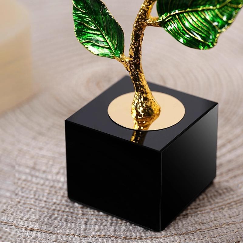 Glass Handicrafts Crystal Sunflower Ornaments Crystal Flower Metal Sculpture Decorative Figurines Home Decoration Accessories