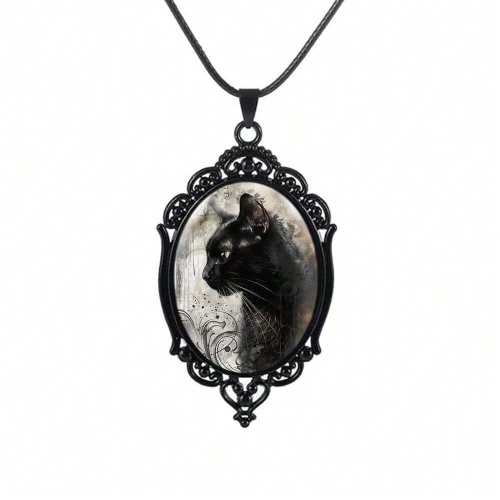 Pendant Gothic Black Cat Set, Necklace