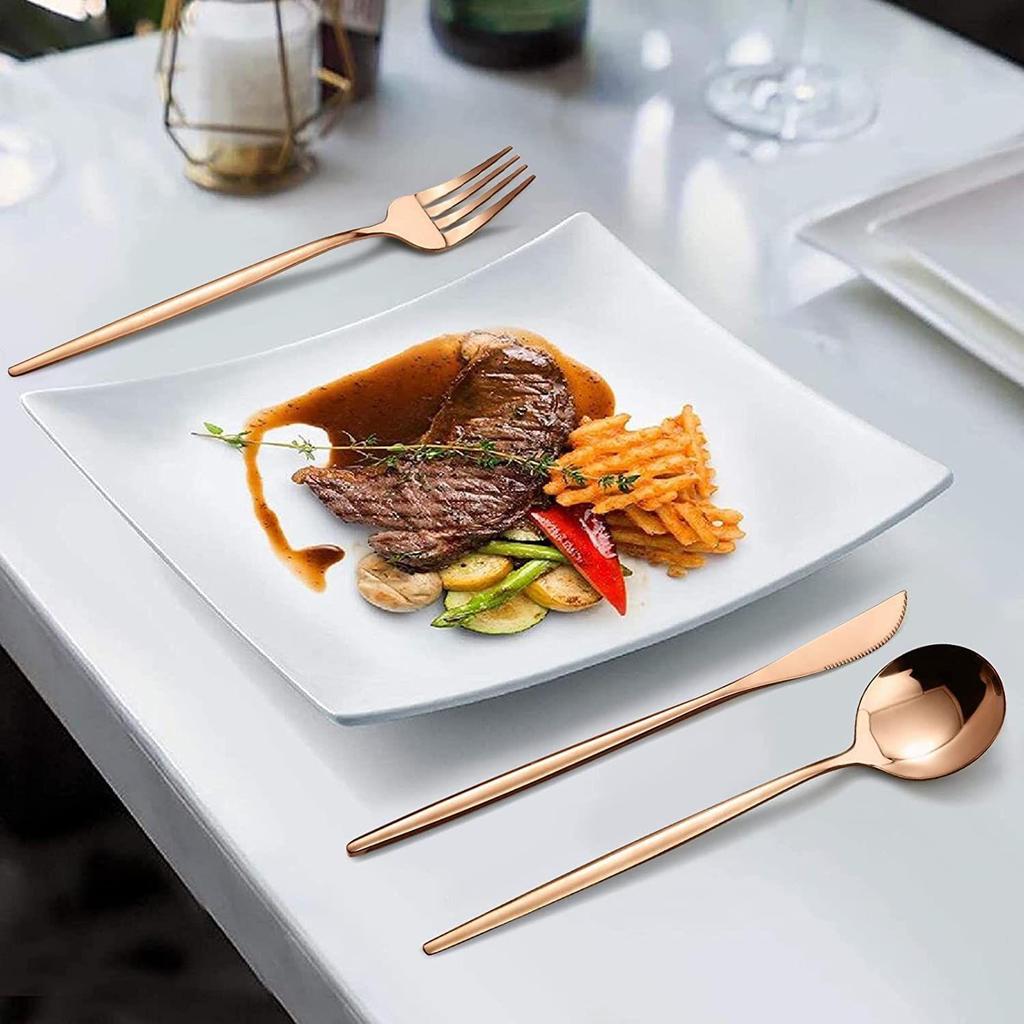 Mirror Finish Rose Gold Plated Stainless Steel Flatware Set Copper Silverware Set Rose Gold Spoon Color Cutlery Set