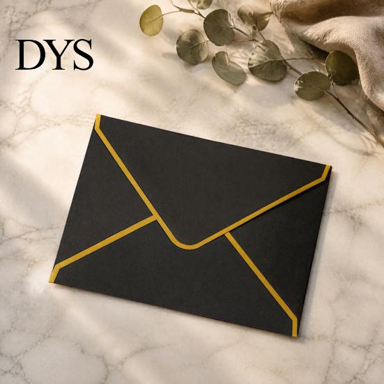Professional Correspondence Supplies 5Pcs Western Style Envelopes with Gold Foil Trim, Offset Paper Invitation Decorative Gift Card for Wedding,