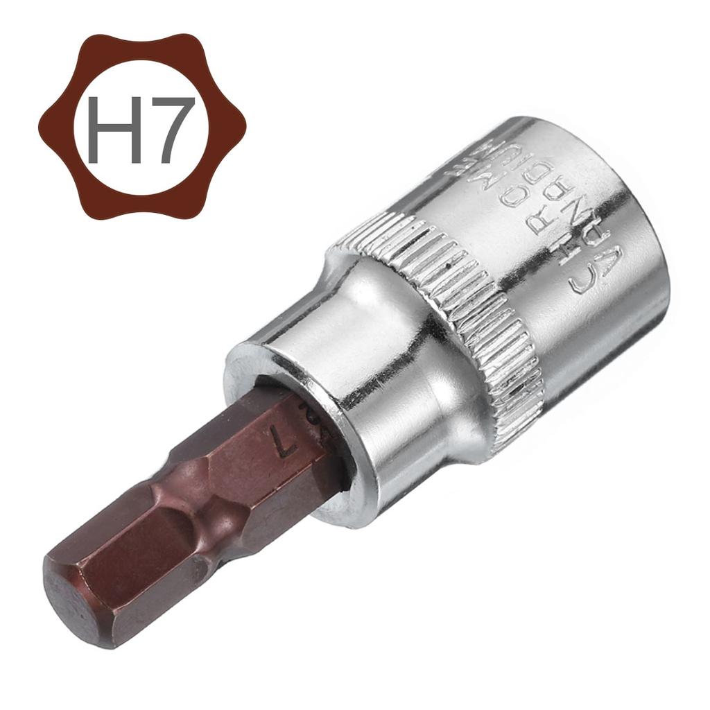 2pcs 3/8" Drive T35 T25 T15 T10 H7 Hex Torx Bit Socket S2 Steel CR-V Spanner Ratchet Socket Wrench 2" Length Hand Tools