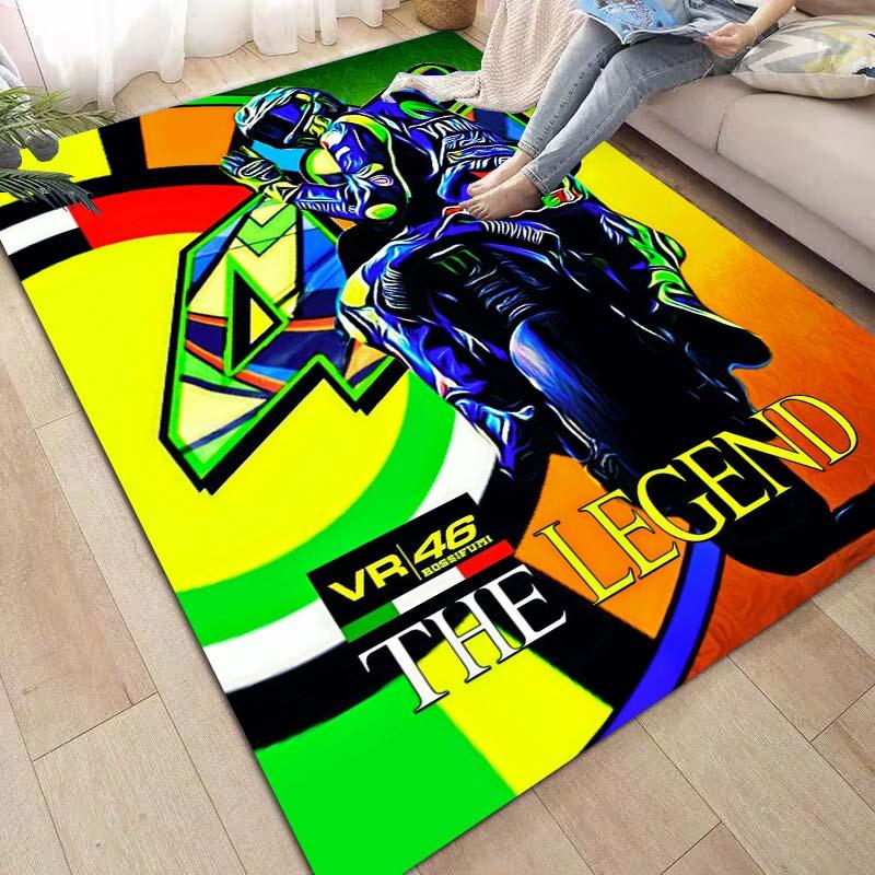 The Doctor Cartoon Character Black Carpet Mat Colorful Lettering Living Room Rug with Number 46 Round Logo Home Decoration
