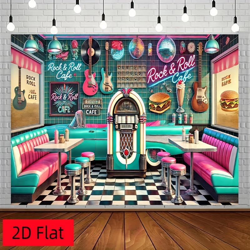 2D Plane 2D Plane - A 2D plane banner 1 piece of retro rock music restaurant background fabric 100x150cm