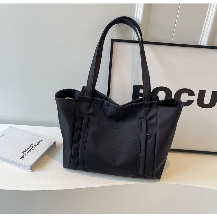 Casual Large-Capacity Bag Women'S Summer Fashion Simple Canvas Bag Commuter Shoulder Tote Bag Shopping Bag