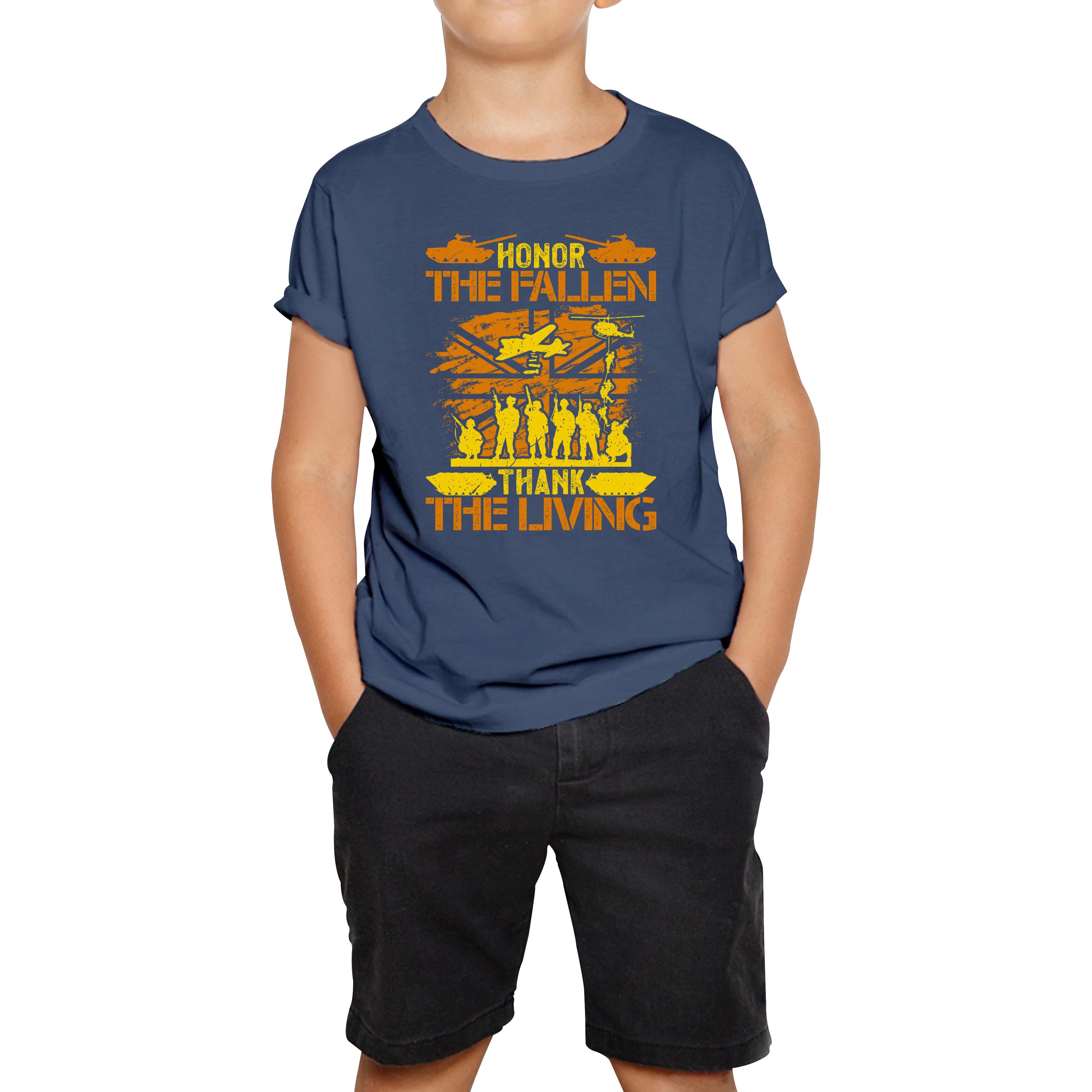 Honor The Fallen Thank Living Veteran Memorial Day Kids T Shirt 100