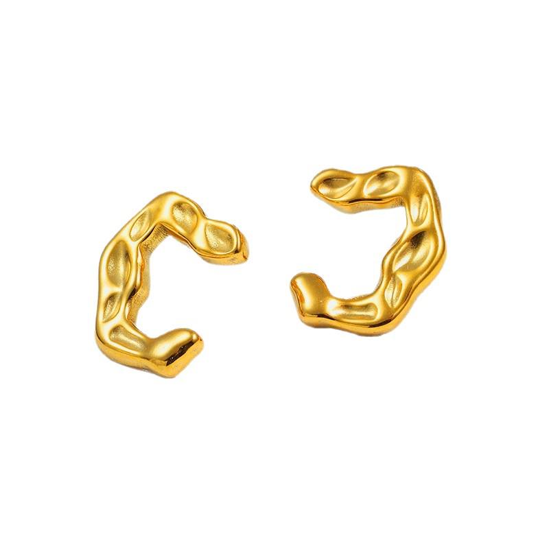 High-end C-shaped Stainless Steel 18k Titanium Earrings - European & American Fashion Ear Studs.