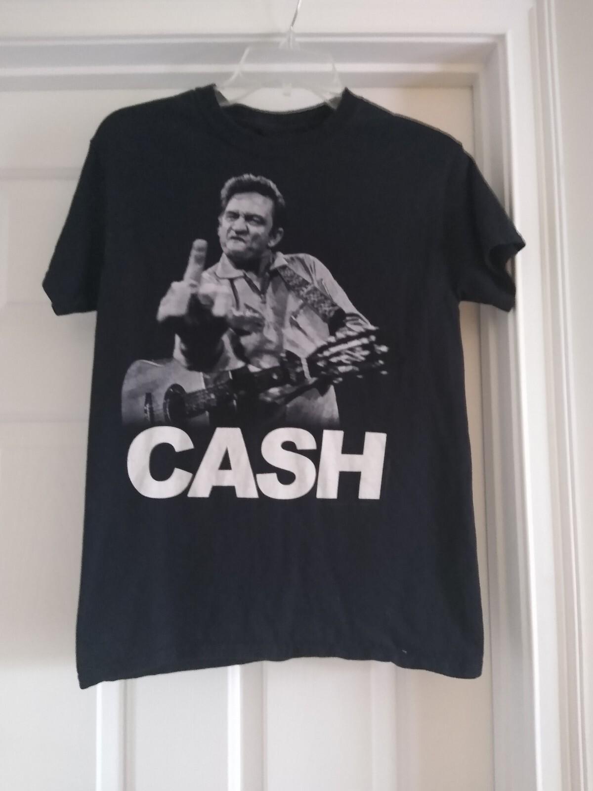 JOHNNY CASH MIDDLE FINGER PUNK ROCK BAND Black T Shirt Small Unisex T-Shirt L