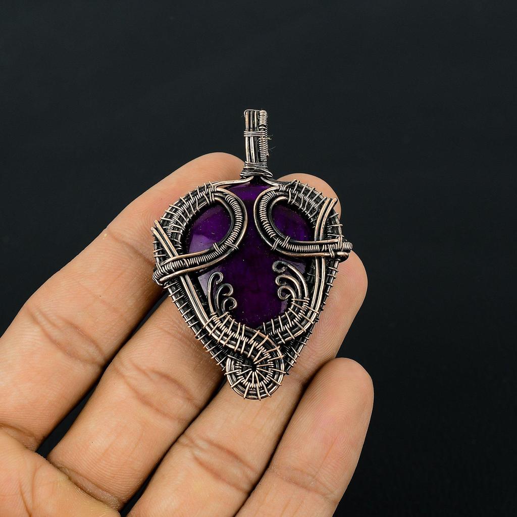 Purple Flash Labradorite Jewelry,  999 Copper Wire Wrapped Pendant Handmade Gemstone Jewelry, Gifts For Wife Brand New Pendant