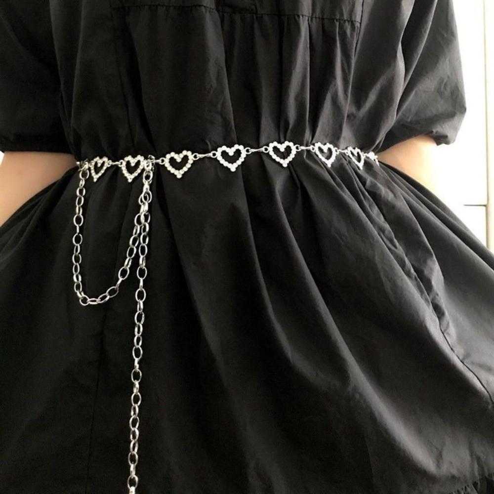 Rhinestone Body Jewelry Tassel Bikini Belly Chain Adjustable Heart Waist Chain  Female