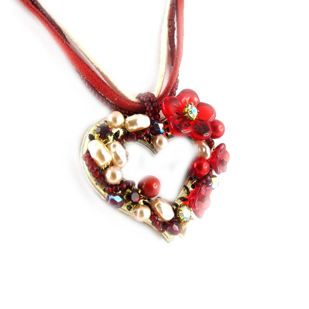 Les Trésors De Lily [D9104] - Collier Créateur 'Coeur Féérique' Ivoire Rouge