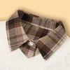 1Pc Fake Collar Leisure Travel Maillard Elegant Checkered Various Tops Shirt Lining Sweater Inner Layer Brown Tones