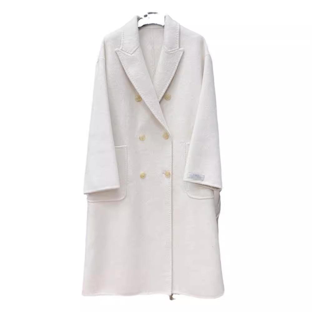 French Style Double-Breasted Reversible Wool Tweed Coat Women's Mid-Length Cashmere Blend Versatile Chic