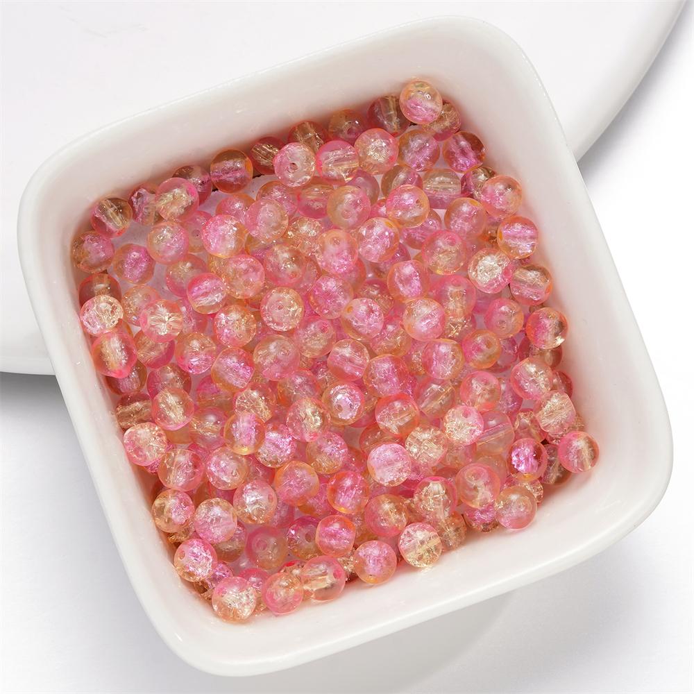 A String 4mm Double Color Round Cracking Glass Beads Necklace Loose Beads For DIY Jewelry Making Bracelet Handmade Accessories