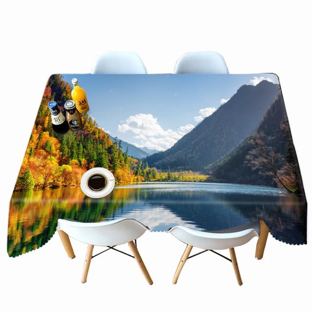 Față de masă din bumbac îngroșat peisaj natural model peisaj dreptunghiular/rotund pânză de masă pentru nuntă picnic petrecere