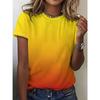 Fashion Women Retro Creative Gradient Blending Print T Shirt Funny Casual O-neck Short Sleeves T-shirt Summer Female Tee Shirt