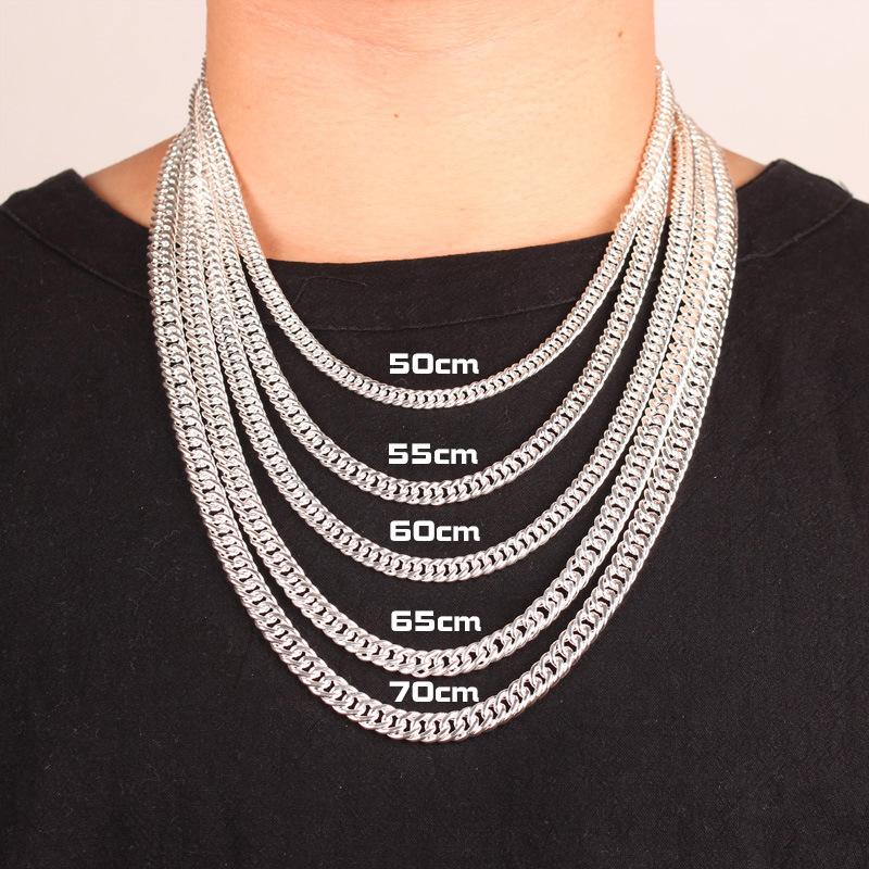 Buyee 925 Sterling Silver Male Big Necklace Chain Light Smooth Wide Chain Necklace for Man Boy Excellent Jewelry Chain