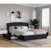 Iris - Solide et Confortable Lit 140x190 avec Sommier avec 4 tiroirs Tete de lit Couleur NOIR Pieds en 4 cm - 2