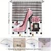 Hello Gorgeous Pink High Heel Shower Curtain Polka-Dots Perfume Bottle Design With 12 Hooks Ideal Bathroom Decor