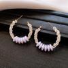 18k Gold Electroplated Zircon C-shaped Pearl Earrings for Women European and American Exaggerated Hoop Earrings High-end Zircon