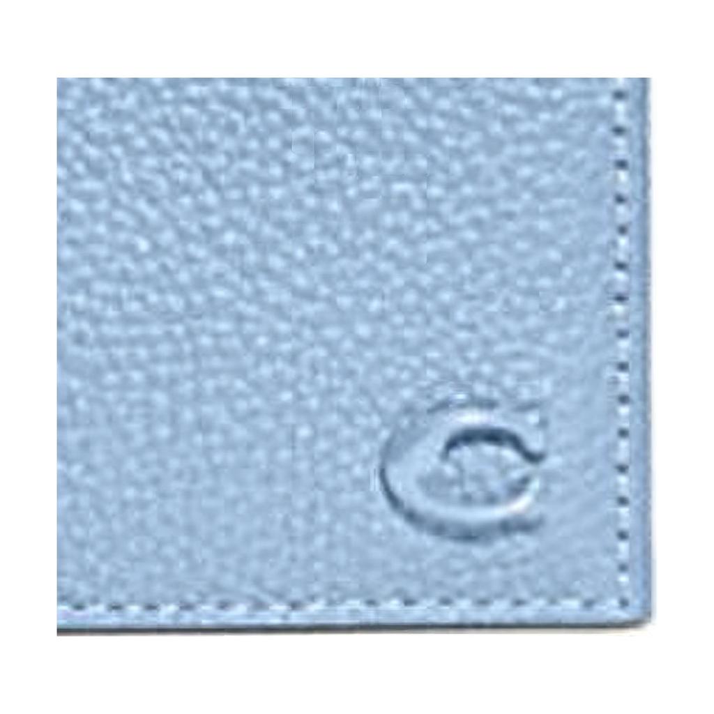 New COACH Billfold Wallet Pebbled Leather Wallet Women's Blue CC136-POL