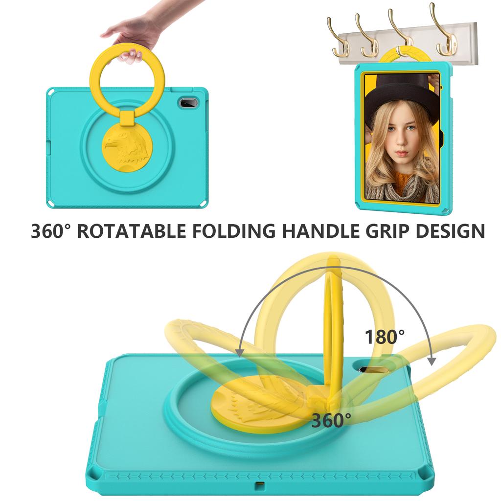 For iPad (2025)/10.9 (2022)/Air 11 (2025)/(2024) Case Eagle Pattern Rotating Kickstand Tablet Cover with Shoulder Strap