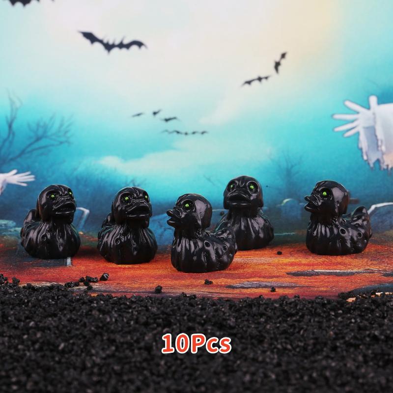10Pcs Halloween Pumpkin Duck Micro Landscape Resin Ornament Devil Duck Halloween Carnival Party Gift Home Desktop Decoration