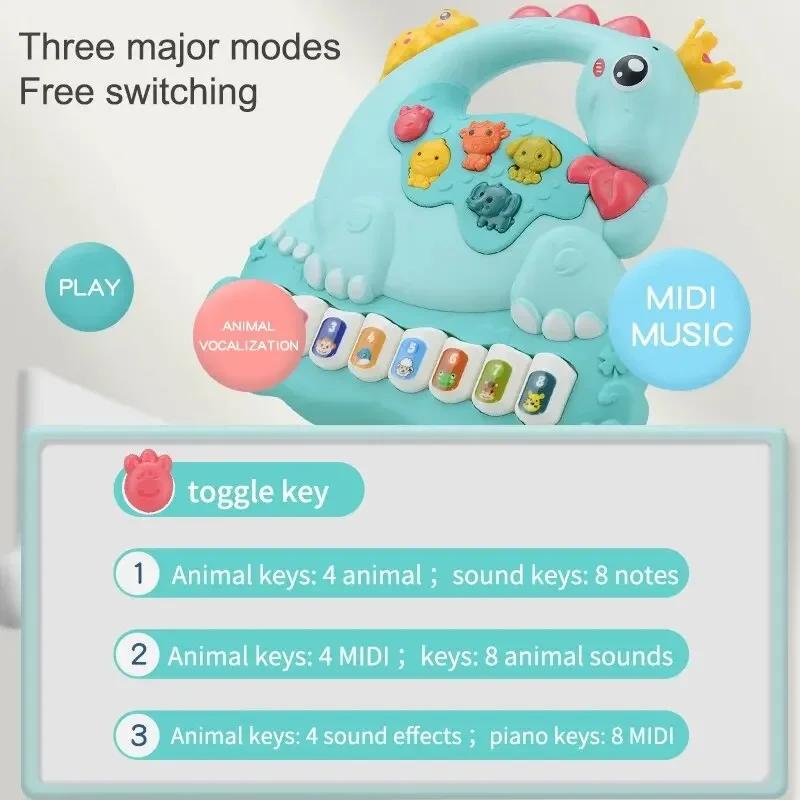 Premium-Quality Baby First-Class Dinosaur Superior-Grade Piano First-Class Toysdinosaur Premium-Quality Piano High-Standard Keyboard Light
