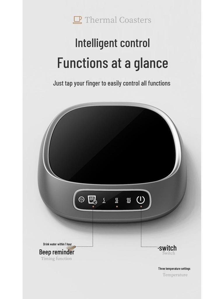 Smart Heated Cup Mat for Coffee & Milk - Desktop Temperature Control for Home & Office