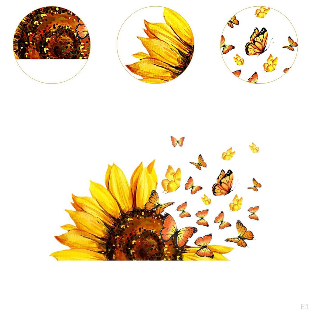 Sunflower Butterfly Wall Stickers Decals Peel and Stick Compact Removable Window Clings Art