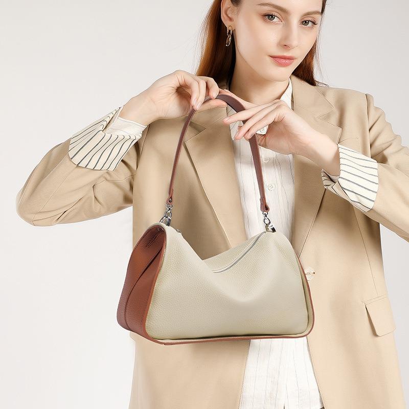 Bag women's new first-layer cowhide crossbody pillow bag women's niche commuting high-end simple leather shoulder bag