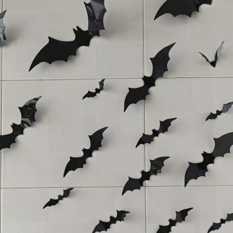 3D PET Glowing Bat LED Wall Stickers 12/24 PCS No Damage to Wall Decals for Halloween Family Gathering Party Decor