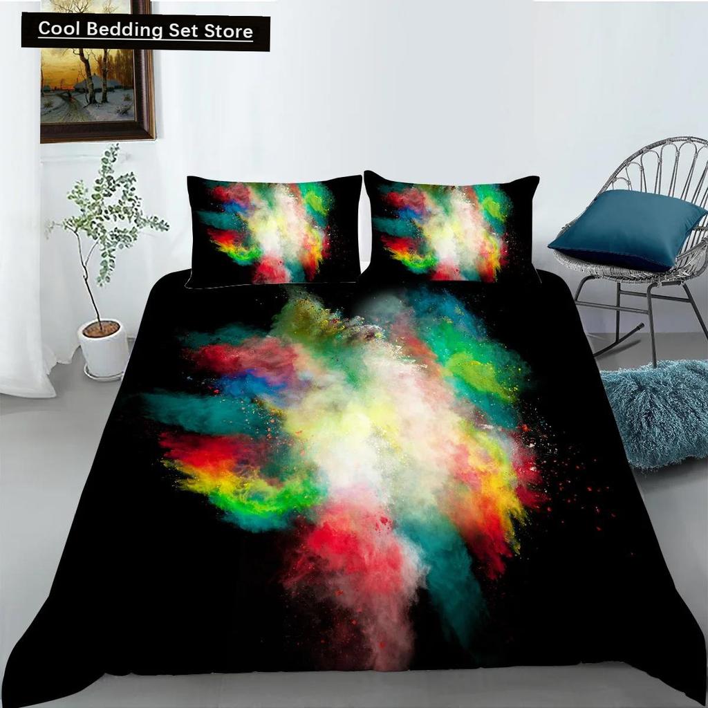 Comforter 3D Tie Dye King Queen Colorful Splash Ink Style Bedding Set For Kids Teens Adults Modern Art Polyester