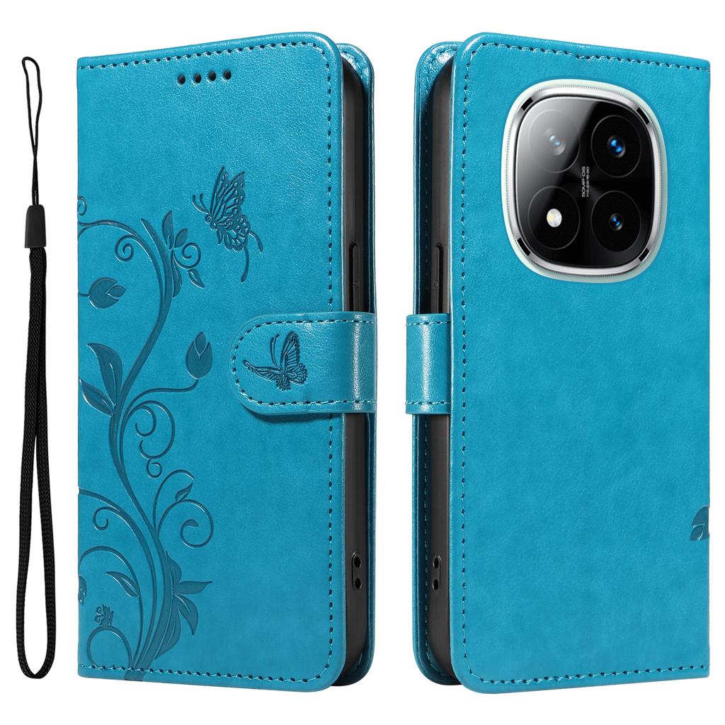 For Xiaomi Redmi Note 14 Pro+ 5G/Note 14 Pro 5G/Poco X7 5G PU Leather Cases Flower Pattern Wallet Stand Phone Cover with Strap