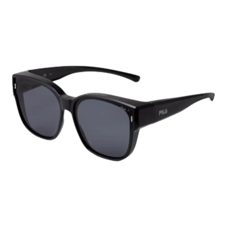 FILA Logo Detail TR Memory Plastic Oval Sunglasses Unisex sunglasses Black SFIA46F 64,Black