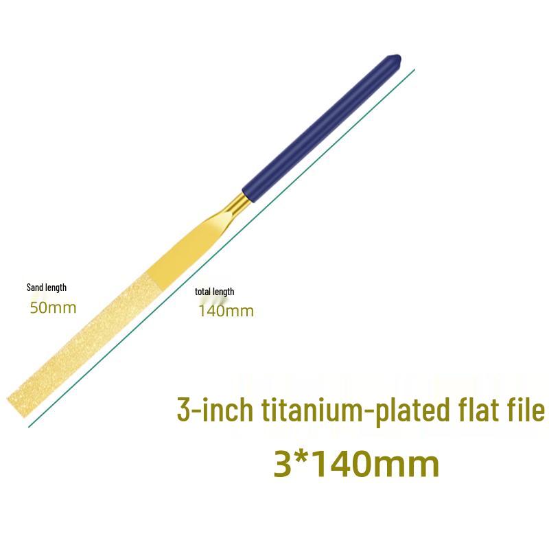 Sada diamantových pilníků Lionwei s titanovým povlakem - 3", 4", 5" Různé ploché, malé a trojúhelníkové pilníky pro broušení slitin.